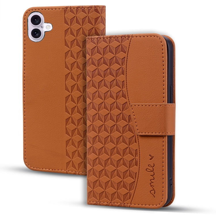 For iPhone 16 Business Diamond Buckle Leather Phone Case with Lanyard(Brown) - iPhone 16 Cases by PMC TechLife | Online Shopping South Africa | PMC TechLife | Buy Now Pay Later Mobicred