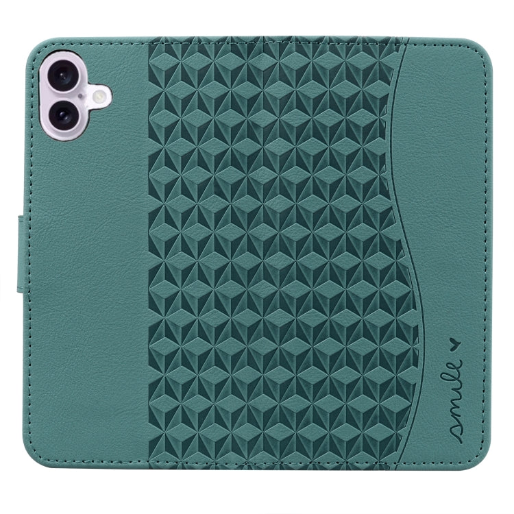 For iPhone 16 Plus Business Diamond Buckle Leather Phone Case with Lanyard(Green) - free shipping - PMC TechLife - Order now!