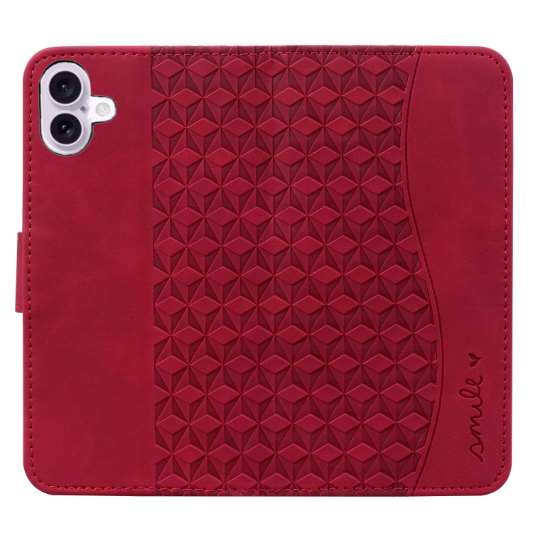 For iPhone 16 Plus Business Diamond Buckle Leather Phone Case with Lanyard(Wine Red) - free shipping - PMC TechLife - Order now!
