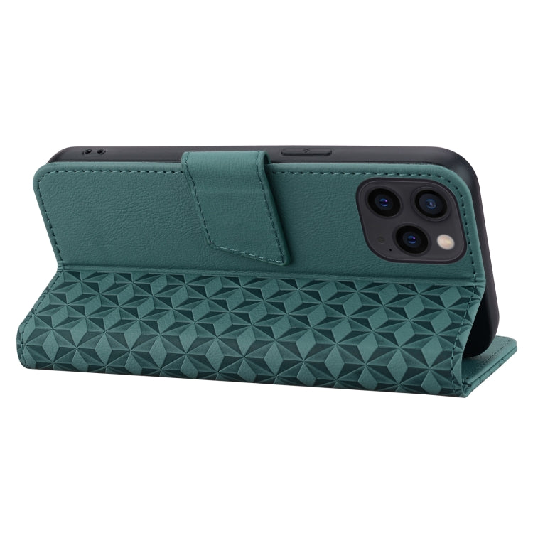 For iPhone 16 Pro Business Diamond Buckle Leather Phone Case with Lanyard(Green) - iPhone 16 Pro Cases by PMC Jewellery | Online Shopping South Africa | PMC Jewellery | Buy Now Pay Later Mobicred