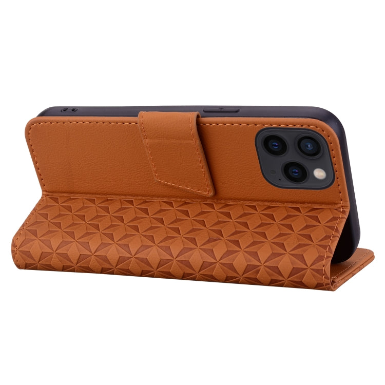 For iPhone 16 Pro Business Diamond Buckle Leather Phone Case with Lanyard(Brown) - iPhone 16 Pro Cases by PMC TechLife | Online Shopping South Africa | PMC TechLife | Buy Now Pay Later Mobicred