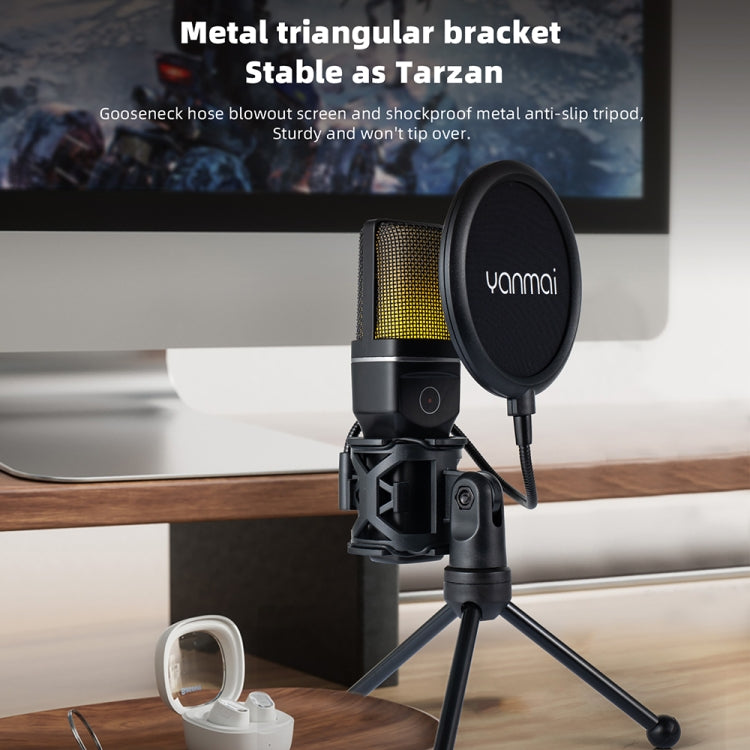 Yanmai SF-777W 2.4G Wireless Gaming Desktop Microphone with RGB Light & Blowout Net - Microphone by Yanmai | Online Shopping South Africa | PMC TechLife | Buy Now Pay Later Mobicred