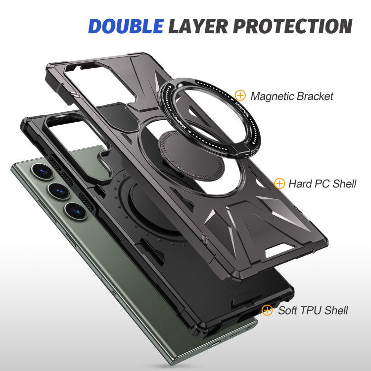 For Samsung Galaxy S23 5G MagSafe Magnetic Shockproof Phone Case with Ring Holder(Dark Grey) - Galaxy S23 5G Cases by PMC TechLife | Online Shopping South Africa | PMC TechLife