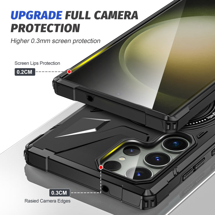 For Samsung Galaxy S23+ 5G MagSafe Magnetic Shockproof Phone Case with Ring Holder(Black) - Galaxy S23+ 5G Cases by PMC TechLife | Online Shopping South Africa | PMC TechLife