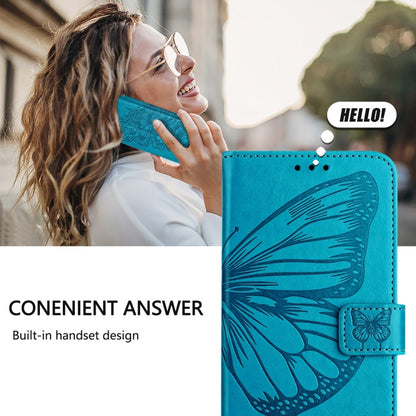 For Honor Magic6 Pro 5G Global Embossed Butterfly Leather Phone Case(Blue) - Honor Cases by PMC Jewellery | Online Shopping South Africa | PMC Jewellery | Buy Now Pay Later Mobicred