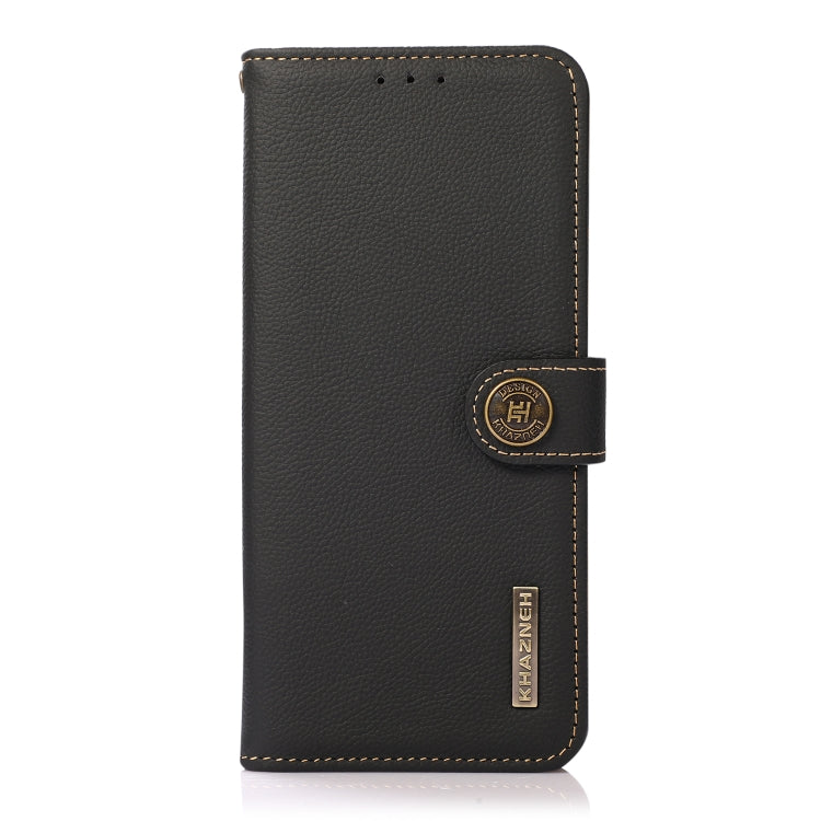 For Google Pixel 8a KHAZNEH Custer Genuine Leather RFID Phone Case(Black) - Google Cases by PMC TechLife | Online Shopping South Africa | PMC TechLife | Buy Now Pay Later Mobicred