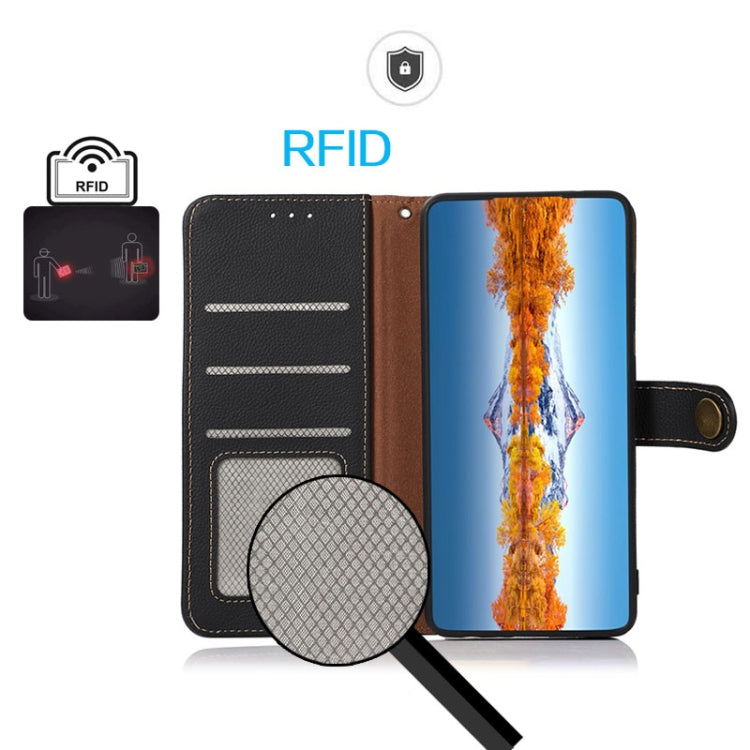 For Google Pixel 8a KHAZNEH Custer Genuine Leather RFID Phone Case(Black) - Google Cases by PMC TechLife | Online Shopping South Africa | PMC TechLife | Buy Now Pay Later Mobicred