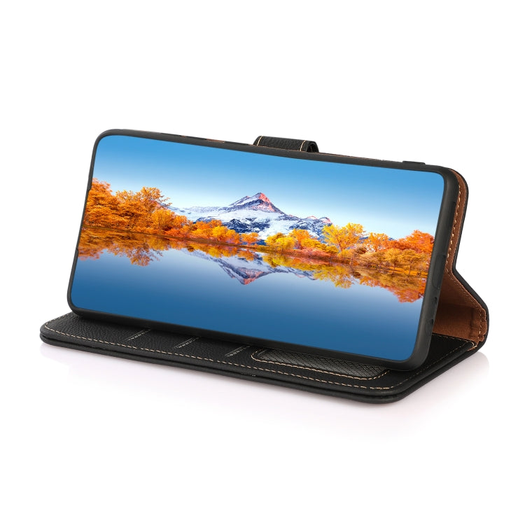 For Google Pixel 8a KHAZNEH Custer Genuine Leather RFID Phone Case(Black) - Google Cases by PMC TechLife | Online Shopping South Africa | PMC TechLife | Buy Now Pay Later Mobicred