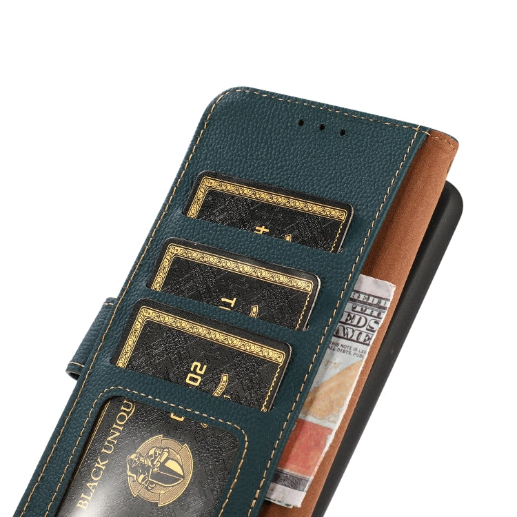 For Google Pixel 8a KHAZNEH Custer Genuine Leather RFID Phone Case(Green) - Google Cases by PMC TechLife | Online Shopping South Africa | PMC TechLife | Buy Now Pay Later Mobicred