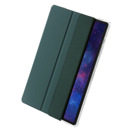 For Samsung Galaxy Tab S9 3-Fold Clear Acrylic Leather Tablet Case(Deep Green) - Galaxy Tab S9 Cases by PMC Jewellery | Online Shopping South Africa | PMC Jewellery | Buy Now Pay Later Mobicred