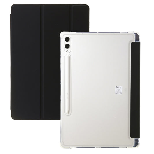 For Samsung Galaxy Tab S9 Ultra/S8 Ultra 3-Fold Clear Acrylic Leather Tablet Case(Black) - Galaxy Tab S9 Ultra Cases by PMC Jewellery | Online Shopping South Africa | PMC Jewellery | Buy Now Pay Later Mobicred