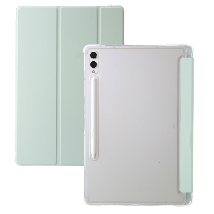 For Samsung Galaxy Tab S10 Ultra 3-Fold Clear Acrylic Leather Tablet Case(Green) - Tab S10 Ultra Cases by PMC Jewellery | Online Shopping South Africa | PMC Jewellery | Buy Now Pay Later Mobicred