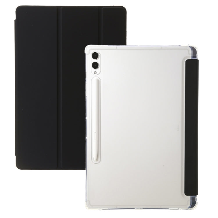 For Samsung Galaxy Tab S10 Ultra 3-Fold Clear Acrylic Leather Tablet Case(Black) - Tab S10 Ultra Cases by PMC Jewellery | Online Shopping South Africa | PMC Jewellery | Buy Now Pay Later Mobicred