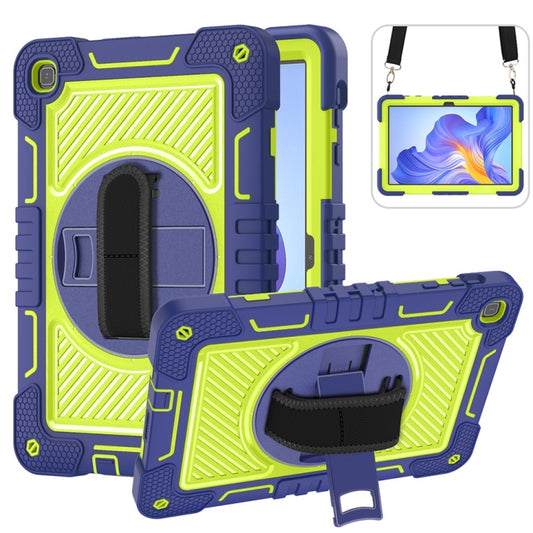 For Honor Pad X8 360 Degree Rotation PC Contrast Silicone Tablet Case(Navy Blue + Yellow Green) - Honor by PMC Jewellery | Online Shopping South Africa | PMC Jewellery | Buy Now Pay Later Mobicred