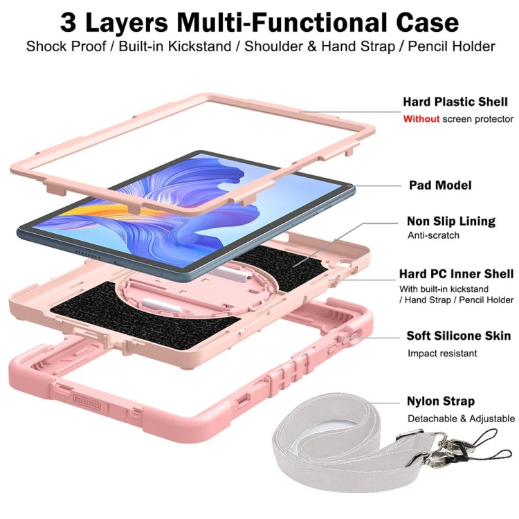 For Honor Pad X8 360 Degree Rotation PC Contrast Silicone Tablet Case(Rose Gold) - Honor by PMC TechLife | Online Shopping South Africa | PMC TechLife | Buy Now Pay Later Mobicred