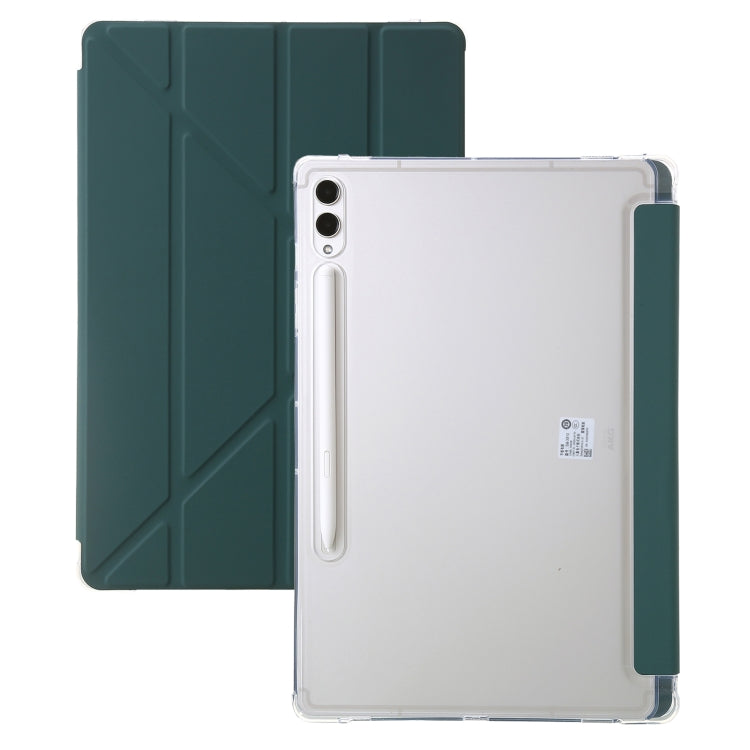 For Samsung Galaxy Tab S9 FE Clear Acrylic Deformation Leather Tablet Case(Deep Green) - Galaxy Tab S9 FE by PMC Jewellery | Online Shopping South Africa | PMC Jewellery | Buy Now Pay Later Mobicred