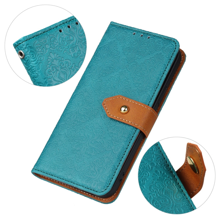 For Google Pixel 9 European Floral Embossed Leather Phone Case(Blue) - Google Cases by PMC Jewellery | Online Shopping South Africa | PMC Jewellery | Buy Now Pay Later Mobicred