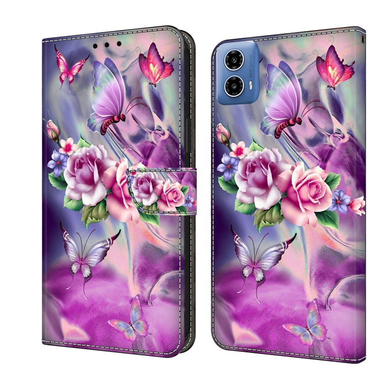 For Motorola Moto G34 Crystal 3D Shockproof Protective Leather Phone Case(Butterfly) - Motorola Cases by PMC TechLife | Online Shopping South Africa | PMC TechLife | Buy Now Pay Later Mobicred