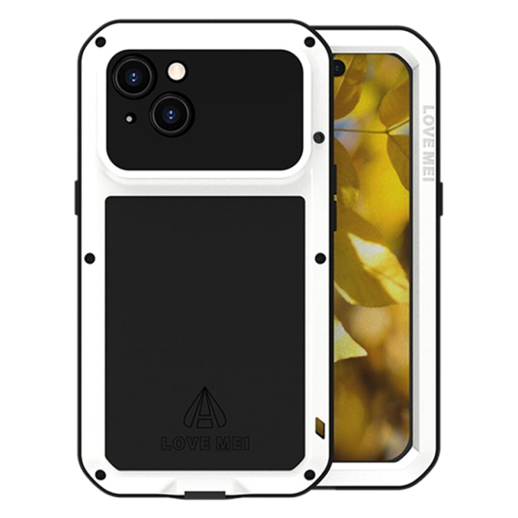 For iPhone 15 LOVE MEI Metal Shockproof Life Waterproof Dustproof Phone Case(White) - iPhone 15 Cases by LOVE MEI | Online Shopping South Africa | PMC Jewellery