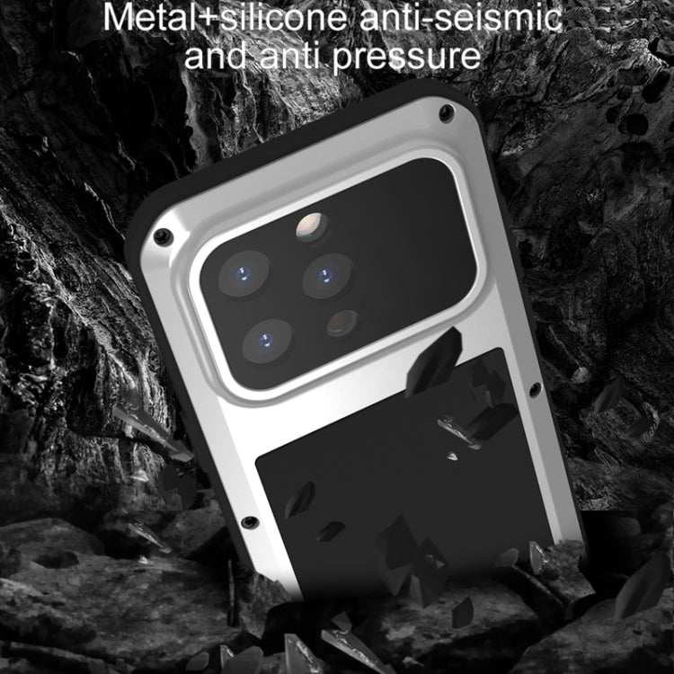 For iPhone 15 Pro LOVE MEI Metal Shockproof Life Waterproof Dustproof Phone Case(Silver) - iPhone 15 Pro Cases by LOVE MEI | Online Shopping South Africa | PMC Jewellery