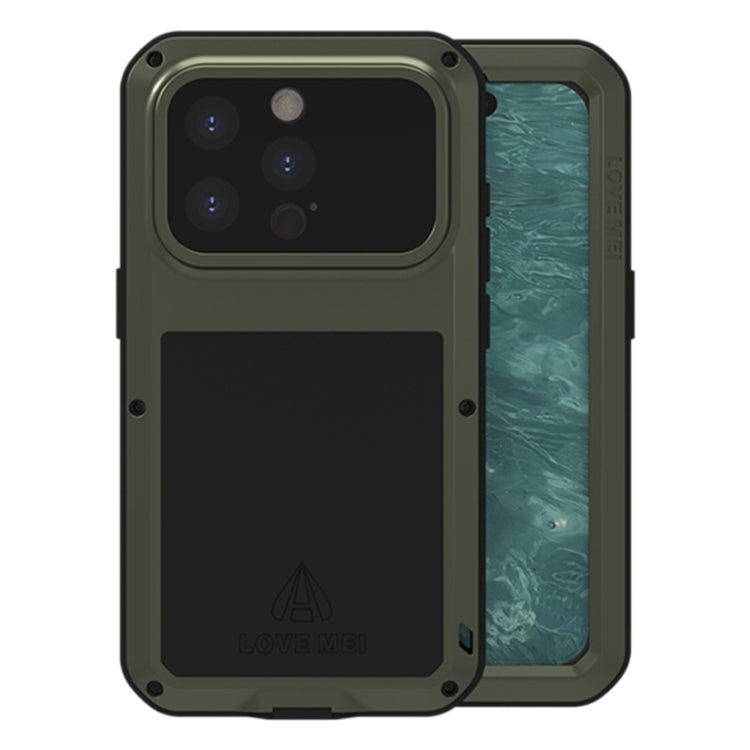 For iPhone 15 Pro LOVE MEI Metal Shockproof Life Waterproof Dustproof Phone Case(Army Green) - iPhone 15 Pro Cases by LOVE MEI | Online Shopping South Africa | PMC Jewellery