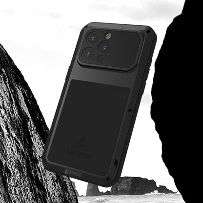 For iPhone 15 Pro Max LOVE MEI Metal Shockproof Life Waterproof Dustproof Phone Case(Black) - iPhone 15 Pro Max Cases by LOVE MEI | Online Shopping South Africa | PMC Jewellery | Buy Now Pay Later Mobicred