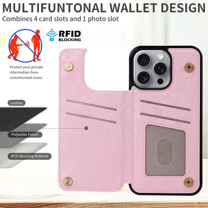 For iPhone 16 Pro Max Printed Double Buckle RFID Anti-theft Phone Case(Pastoral Rose) - iPhone 16 Pro Max Cases by PMC Jewellery | Online Shopping South Africa | PMC Jewellery | Buy Now Pay Later Mobicred