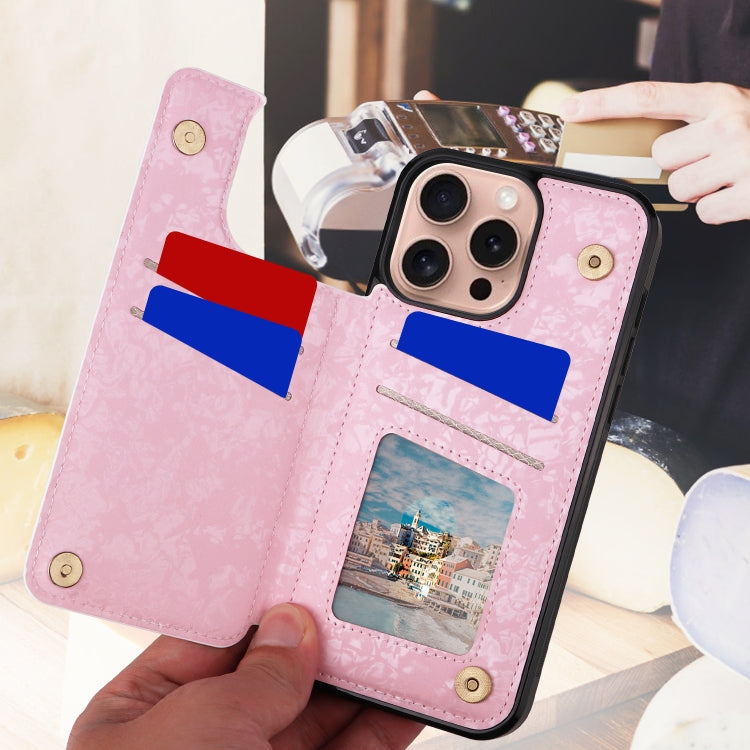 For iPhone 16 Pro Printed Double Buckle RFID Anti-theft Phone Case(Blossoming Flowers) - iPhone 16 Pro Cases by PMC TechLife | Online Shopping South Africa | PMC TechLife | Buy Now Pay Later Mobicred