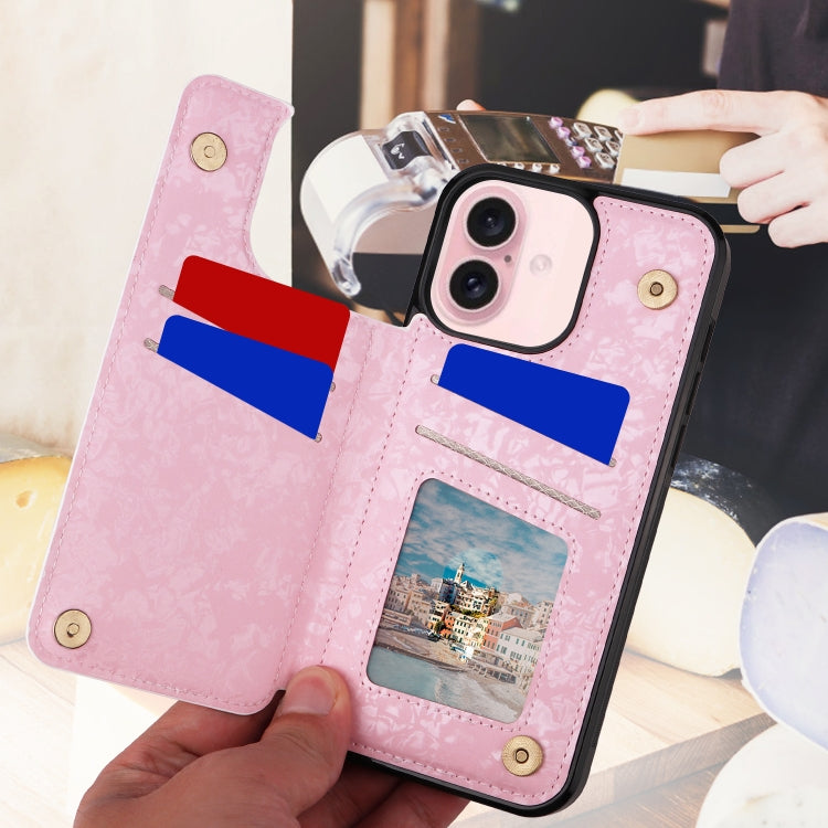 For iPhone 16 Printed Double Buckle RFID Anti-theft Phone Case(Pastoral Rose) - iPhone 16 Cases by PMC TechLife | Online Shopping South Africa | PMC TechLife | Buy Now Pay Later Mobicred