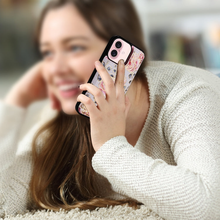 For iPhone 16 Printed Double Buckle RFID Anti-theft Phone Case(Pastoral Rose) - iPhone 16 Cases by PMC TechLife | Online Shopping South Africa | PMC TechLife | Buy Now Pay Later Mobicred