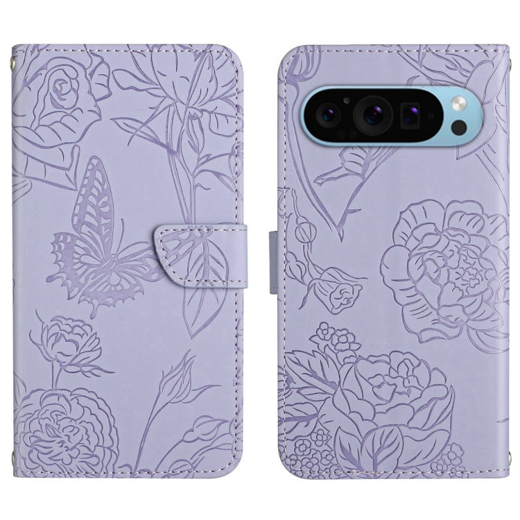 For Google Pixel 9 Skin Feel Butterfly Embossed Flip Leather Phone Case(Purple) - Google Cases by PMC Jewellery | Online Shopping South Africa | PMC Jewellery | Buy Now Pay Later Mobicred