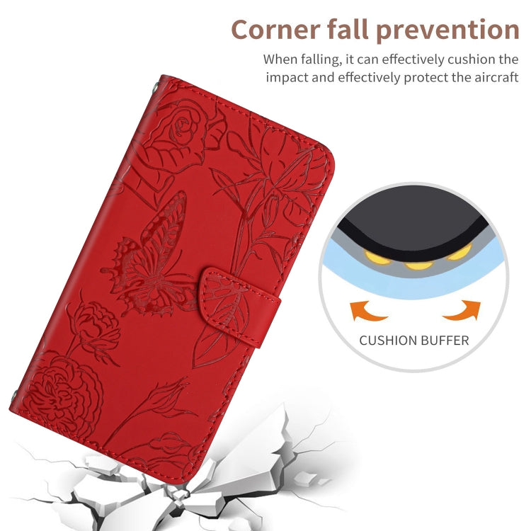For Google Pixel 9 Pro Skin Feel Butterfly Embossed Flip Leather Phone Case(Red) - Google Cases by PMC TechLife | Online Shopping South Africa | PMC TechLife | Buy Now Pay Later Mobicred