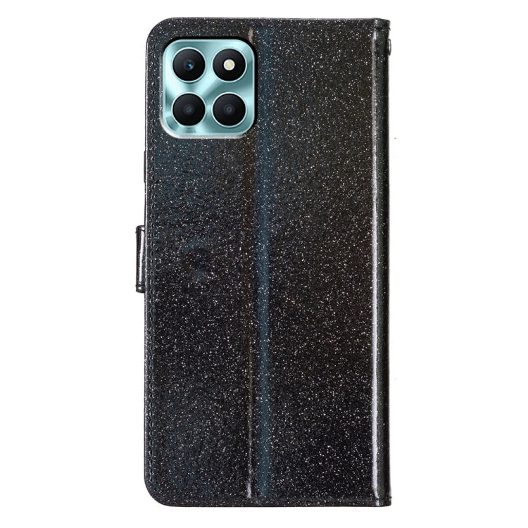 For Honor X6a Glitter Powder Flip Leather Phone Case(Black) - Honor Cases by PMC Jewellery | Online Shopping South Africa | PMC Jewellery | Buy Now Pay Later Mobicred