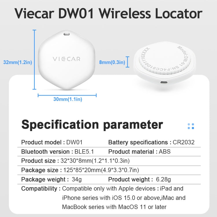 VIECAR DW01 Car Key Anti-lost Detection Wireless Location Tracker - Car Tracker by PMC TechLife | Online Shopping South Africa | PMC TechLife | Buy Now Pay Later Mobicred