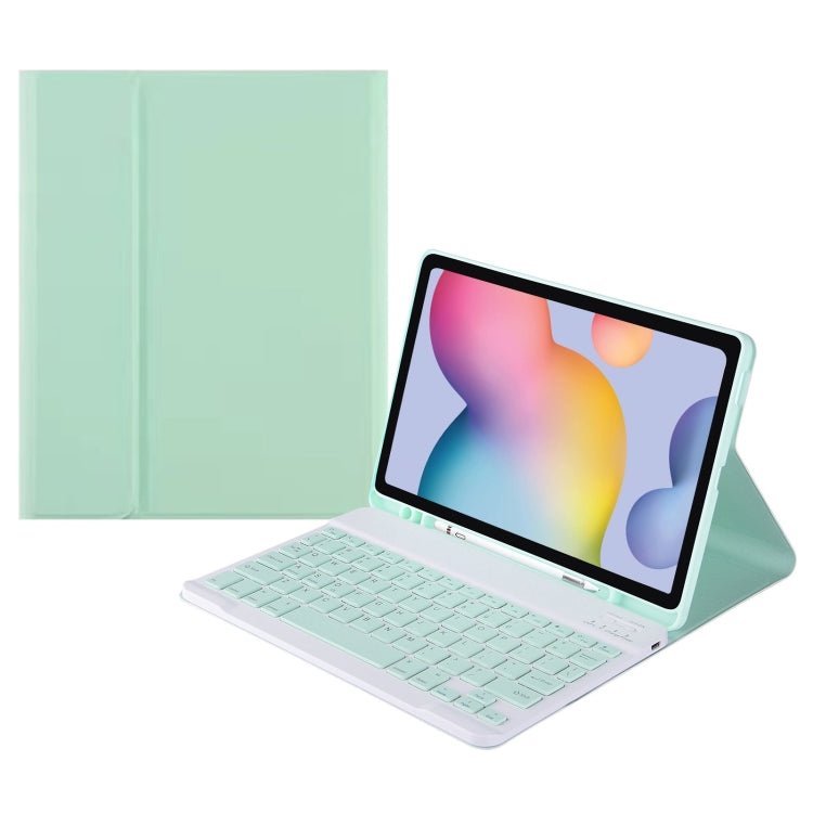 For Samsung Galaxy Tab A9+ Square Cap Bluetooth Keyboard Leather Case with Pen Slot(Green) - Samsung Keyboard by PMC Jewellery | Online Shopping South Africa | PMC Jewellery