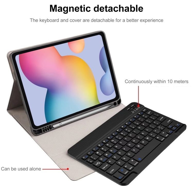 For Samsung Galaxy Tab S9 FE+ Square Cap Bluetooth Keyboard Leather Case with Pen Slot(Light Blue) - Samsung Keyboard by PMC TechLife | Online Shopping South Africa | PMC TechLife