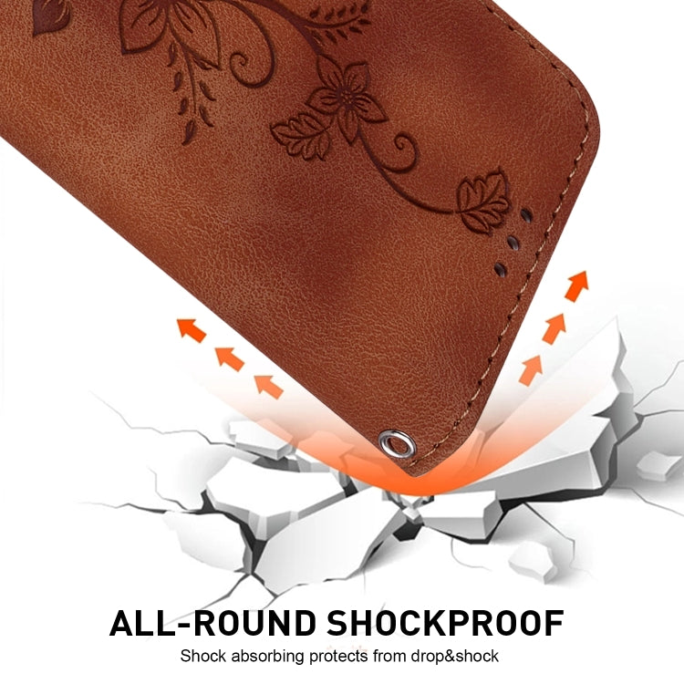 For Honor Magic6 Pro Lily Embossed Leather Phone Case(Brown) - Honor Cases by PMC Jewellery | Online Shopping South Africa | PMC Jewellery | Buy Now Pay Later Mobicred