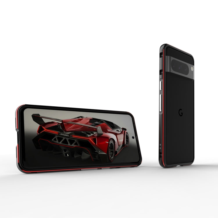 For Google Pixel 8 Pro Aurora Series Metal Frame Phone Case(Black Red) - Google Cases by PMC TechLife | Online Shopping South Africa | PMC TechLife | Buy Now Pay Later Mobicred
