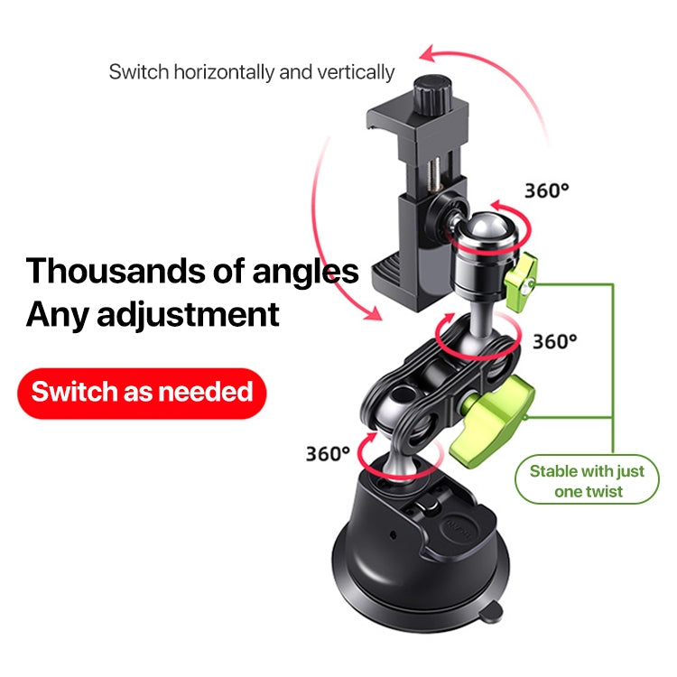 Single Suction Cup Pea Clamp Arm Holder 23cm with Metal Phone Clamp - Car Holders by PMC TechLife | Online Shopping South Africa | PMC TechLife | Buy Now Pay Later Mobicred