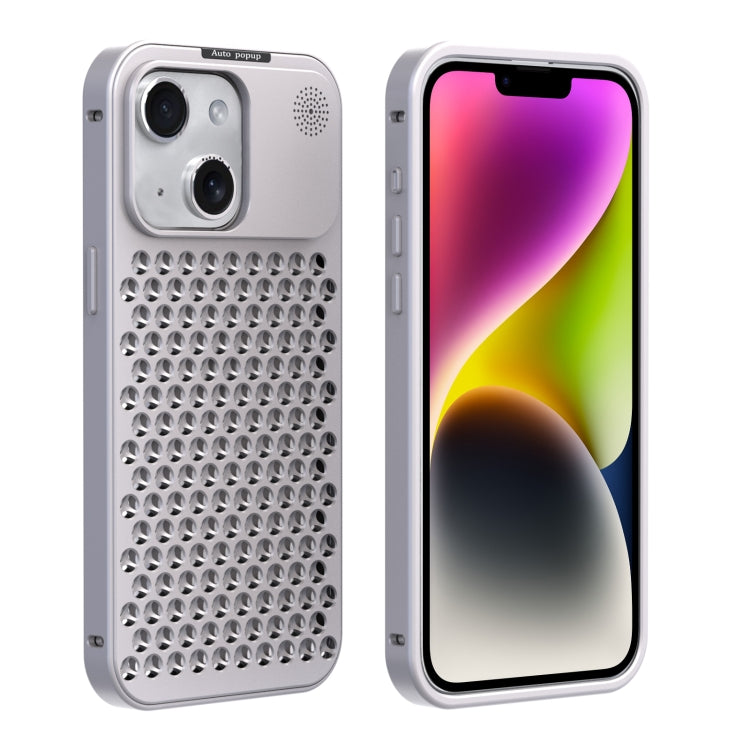 For iPhone 14 R-JUST RJ58 Aromatherapy Metal Cooling Phone Case(Silver) - iPhone 14 Cases by R-JUST | Online Shopping South Africa | PMC Jewellery | Buy Now Pay Later Mobicred