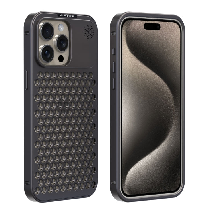 For iPhone 15 Pro R-JUST RJ58 Aromatherapy Metal Cooling Phone Case(Grey) - iPhone 15 Pro Cases by R-JUST | Online Shopping South Africa | PMC Jewellery | Buy Now Pay Later Mobicred