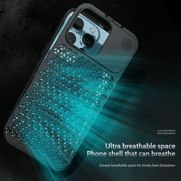 For iPhone 15 Pro Max R-JUST RJ58 Aromatherapy Metal Cooling Phone Case(Silver) - iPhone 15 Pro Max Cases by R-JUST | Online Shopping South Africa | PMC Jewellery | Buy Now Pay Later Mobicred