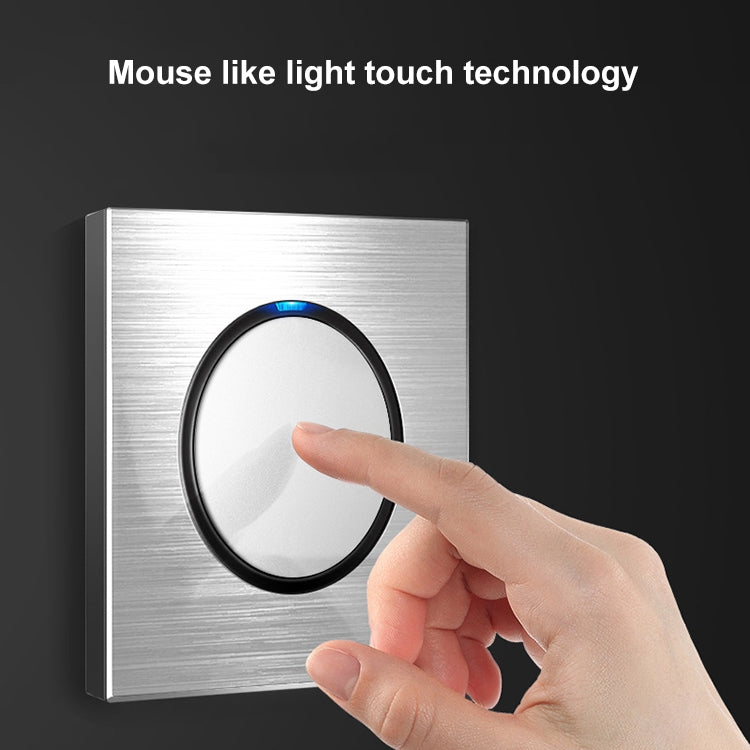 86mm Gray Aluminum Wire Drawing LED Switch Panel, Style:Two Open Dual Control -  by PMC Jewellery | Online Shopping South Africa | PMC Jewellery | Buy Now Pay Later Mobicred
