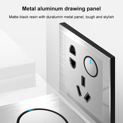 86mm Gray Aluminum Wire Drawing LED Switch Panel, Style:Four Open Dual Control - Switch by PMC Jewellery | Online Shopping South Africa | PMC Jewellery | Buy Now Pay Later Mobicred