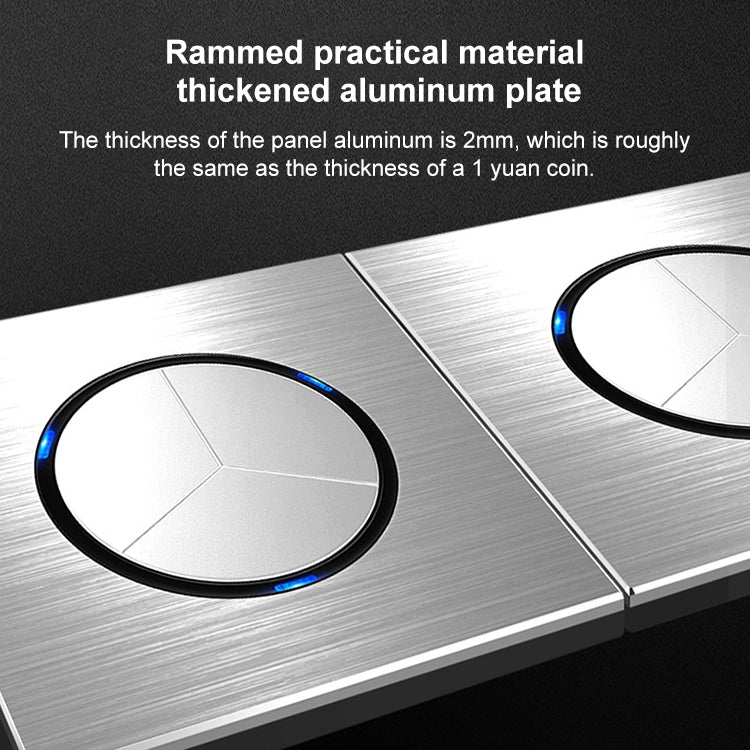 86mm Gray Aluminum Wire Drawing LED Switch Panel, Style:Five-hole USB Socket - free shipping - PMC Jewellery - Order now!