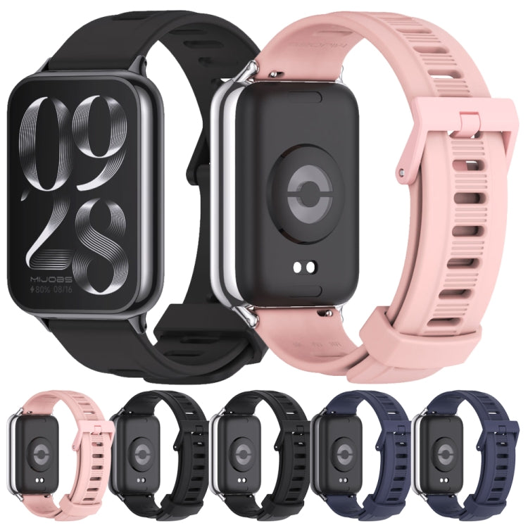For Xiaomi Mi Band 8 Pro Mijobs Flat Hole Breathable Silicone Watch Band(Black) - Watch Bands by MIJOBS | Online Shopping South Africa | PMC TechLife | Buy Now Pay Later Mobicred