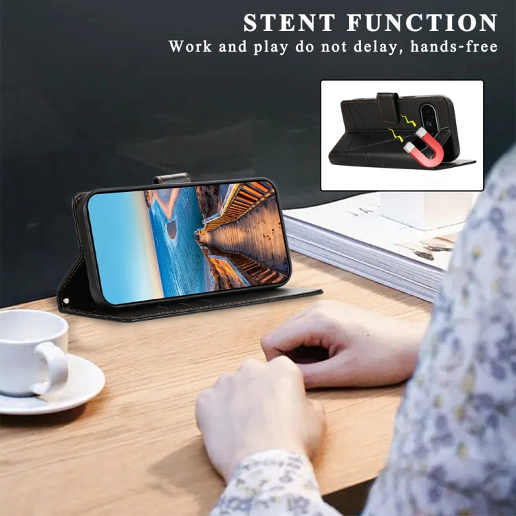 For Google Pixel 9 PU Genuine Leather Texture Embossed Line Phone Case(Black) - Google Cases by PMC TechLife | Online Shopping South Africa | PMC TechLife | Buy Now Pay Later Mobicred