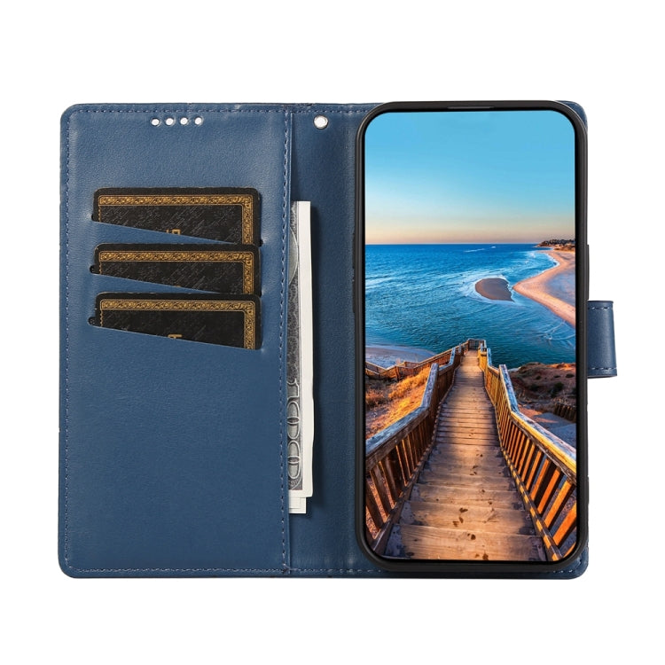 For Google Pixel 9 Pro PU Genuine Leather Texture Embossed Line Phone Case(Blue) - Google Cases by PMC Jewellery | Online Shopping South Africa | PMC Jewellery | Buy Now Pay Later Mobicred