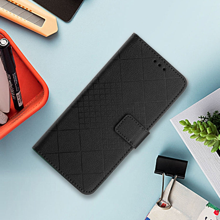 For iPhone 16 Plus Rhombic Grid Texture Leather Phone Case(Black) - iPhone 16 Plus Cases by PMC TechLife | Online Shopping South Africa | PMC TechLife | Buy Now Pay Later Mobicred