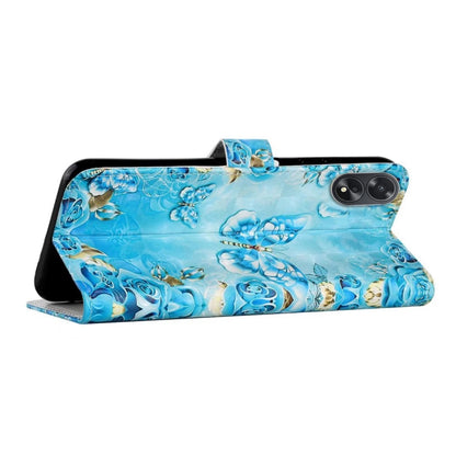 For OPPO A58 Oil Embossed 3D Drawing Leather Phone Case(Blue Butterflies) - OPPO Cases by PMC Jewellery | Online Shopping South Africa | PMC Jewellery